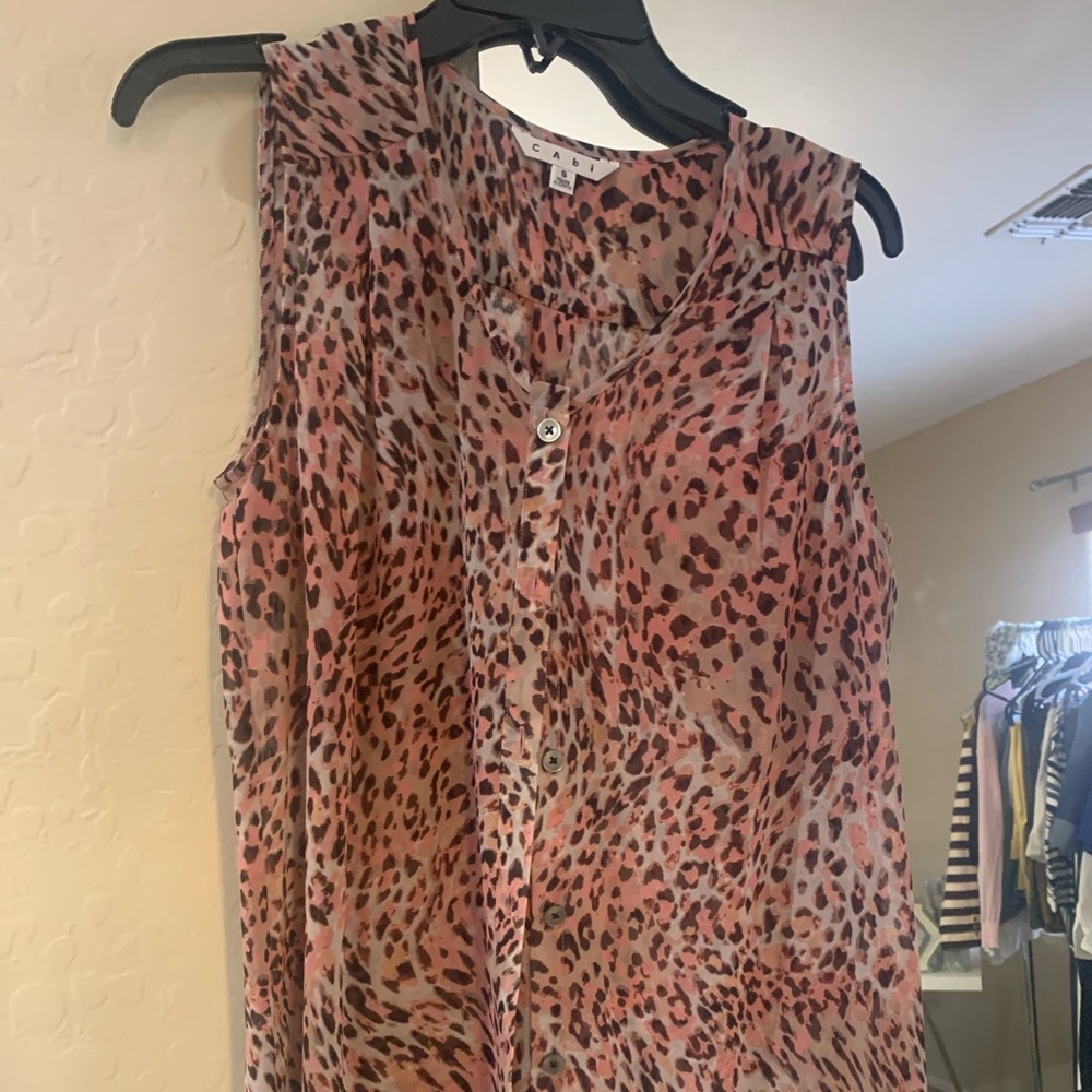 Cabi pink leopard blouse